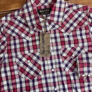 Cinch Women's Plaid Button Down Shirt - Red, Purple, White